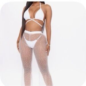 Fashion Nova White Sheer Swim Coverup